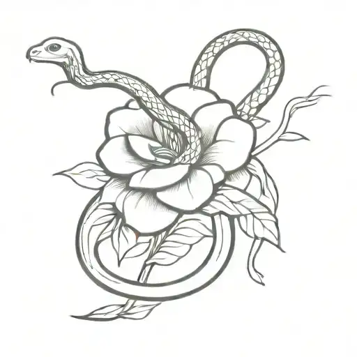 Snake Wrapped Around A Flower