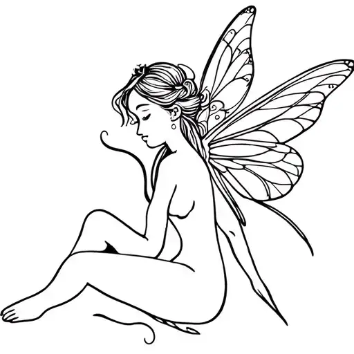 Sitting Fairy On Shoulder Tattoo Design