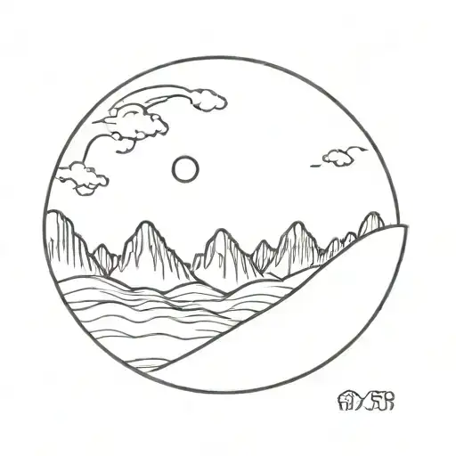 Wave Moon Mountain Landscape