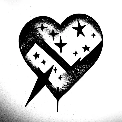 Stars With Thunder Inside A Heart And With Infinity Symbol