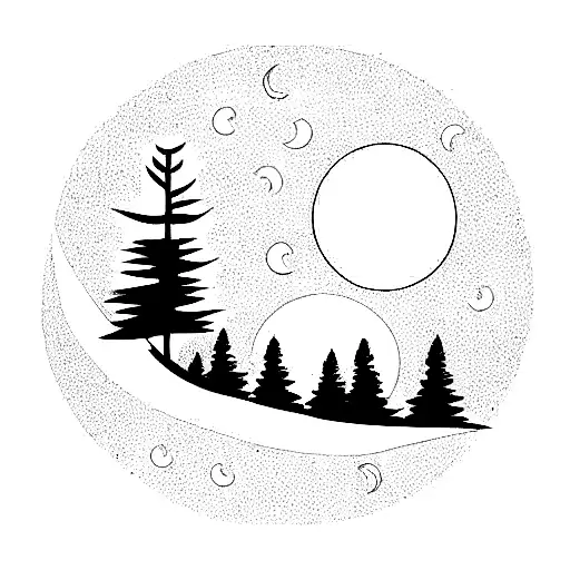 Half Sleeve Forrest With Moon