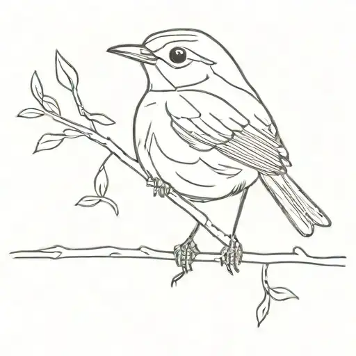 Robin Bird On A Branch