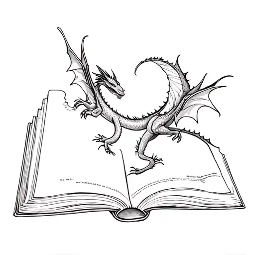Two Dragons Flying Out Of Book Pages