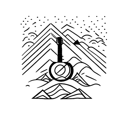 A Silhouette Of A Person Playing Guitar On A Scenic Mountaintop