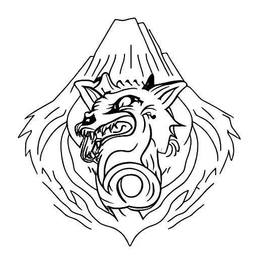 A Wolf Eating A Dragon