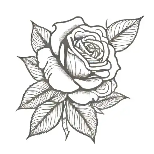 Simple Rose Design With Leaves