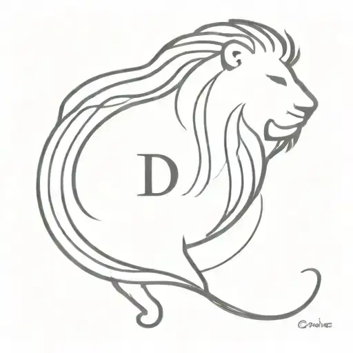 Lion Zodiac Sign With Letter D Design