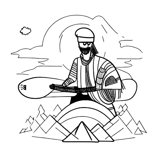 A Silhouette Of A Nomad Playing Guitar On A Scenic Mountaintop