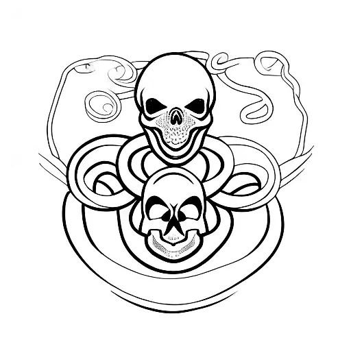 Snake Coiled Around A Skull