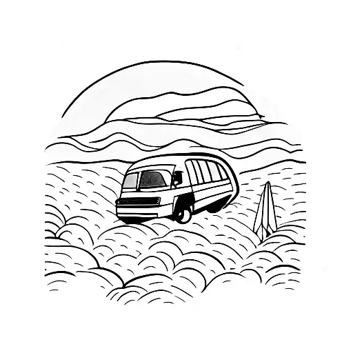 A Van Driving Through A Beautiful Landscape With A Sunset Backdrop