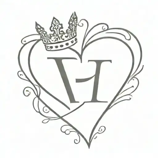 The Letter F In A Heart With A Crown