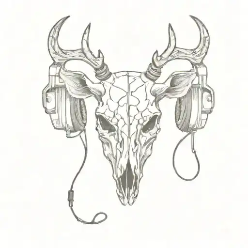 Deer Skull Wearing Headphones
