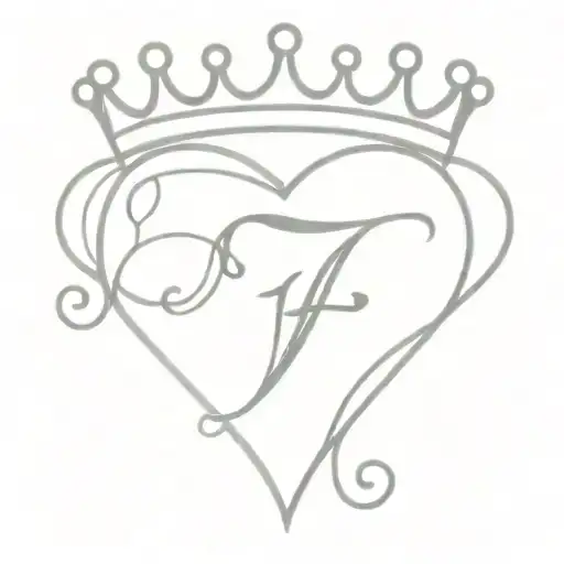 Only The Letter F In A Heart With A Small Crown