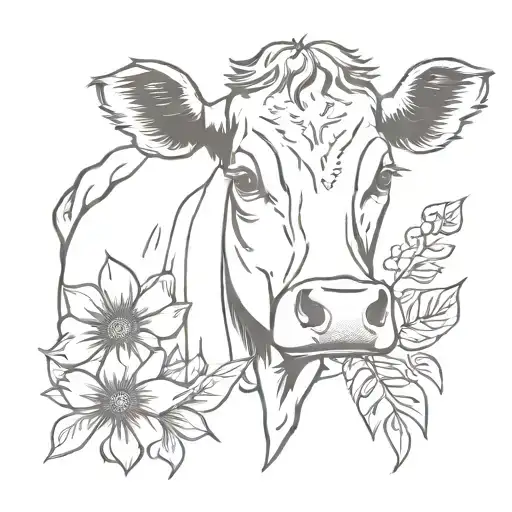 Cow And Flowers