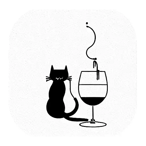 Cat Drinking A Glass Of Wine