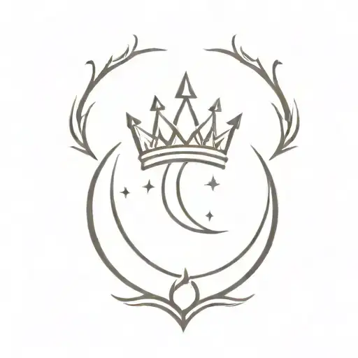 Crescent Moon With King Crown