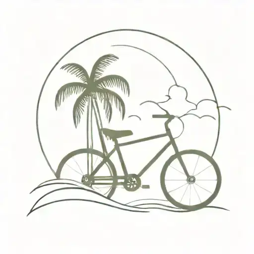 Bike Palm Tree Wave Design