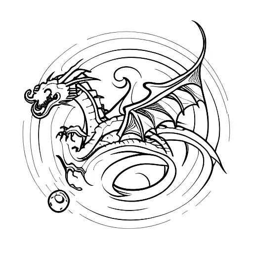 Dragon Soaring Through A Nebula