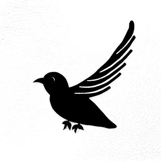 Bird Flying Away Seen From Behind In One-line