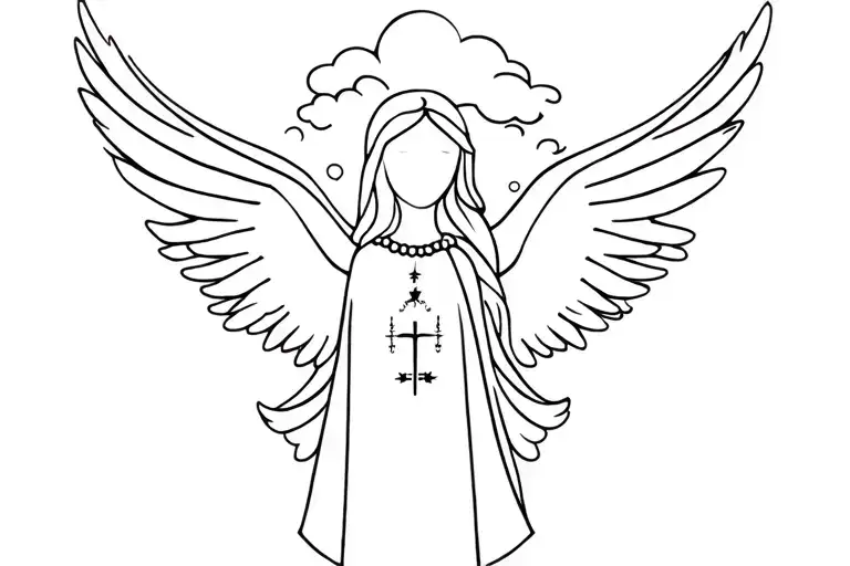 Love Angel With Chapelet Catholique And Cloud