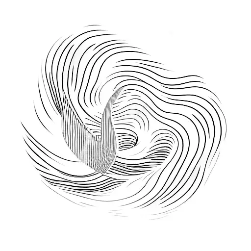 A Minimalist Tattoo Of A Music Note Merging With An Ocean Wave