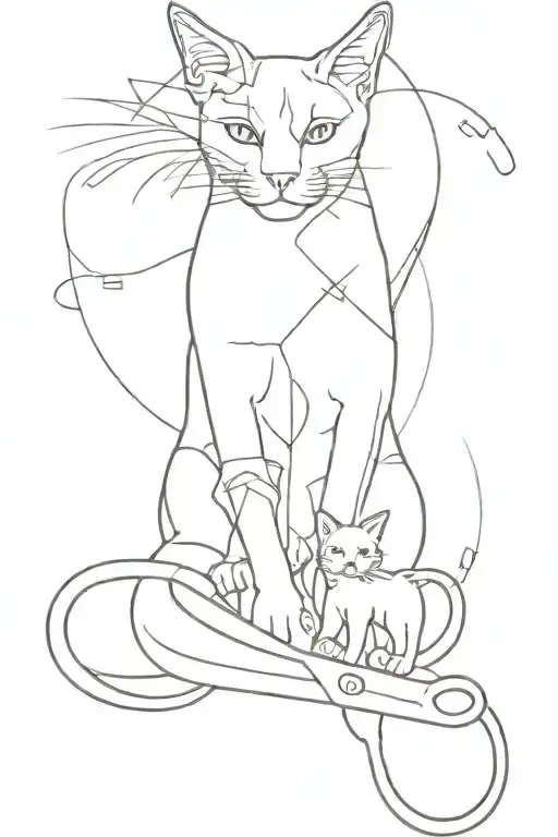 Scissors Cat Dog Surrounded By Vibrant