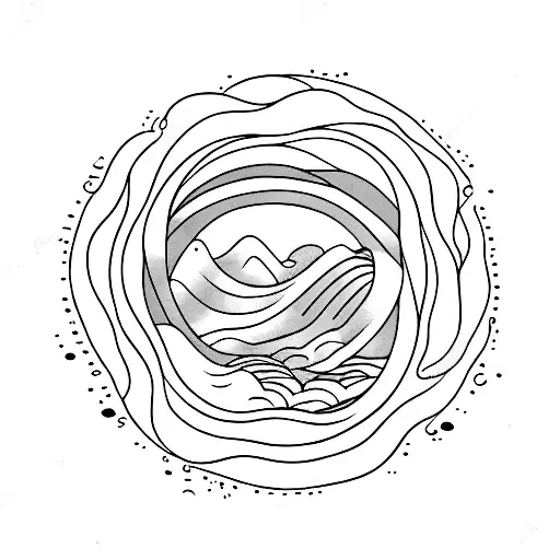 The Sea And The Waves Inside The Circle