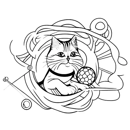 A Cat Playing With A Ball Of Yarn