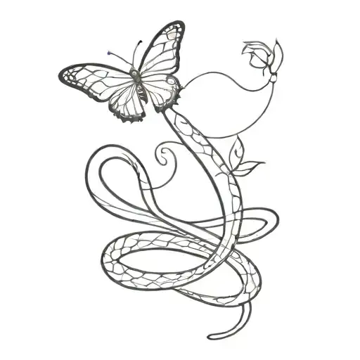 A Butterfly Rising Above A Snake