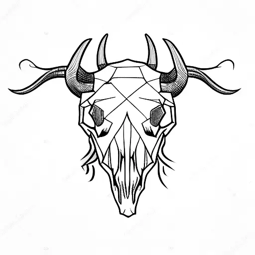 Bull Skull With Scratch