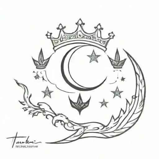Turkish Flag Crescent Moon Wearing King Crown Simple
