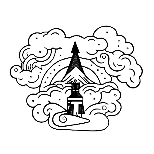 A Minimalist Tattoo Of A Family Silhouette Standing On Top Of A Mountain