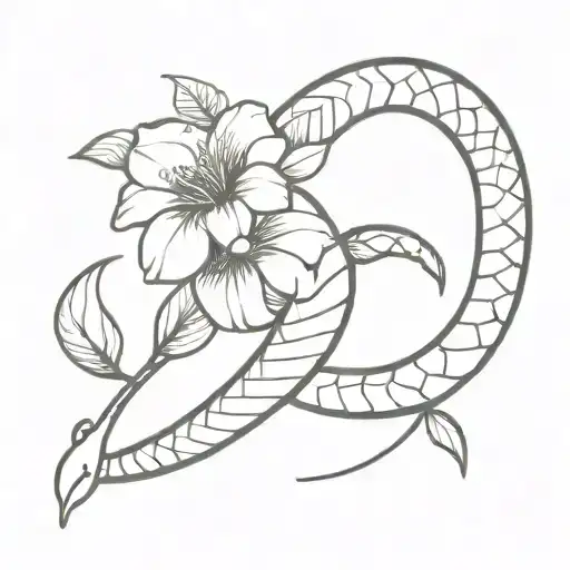 Snake Wrapped Around A Flower
