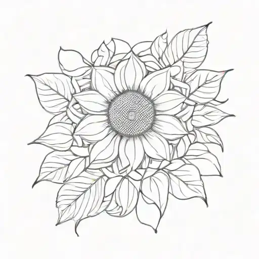 Sunflower Tattoo Design Incorporating Symbols Intertwined
