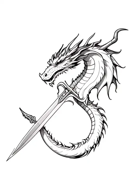 Dragon On Top Of Sword