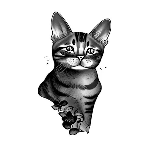 A Cat Surrounded By Nature Flowers Forest Watet