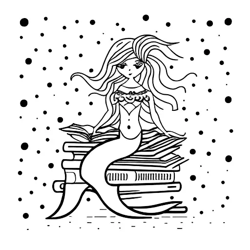 A Mermaid Sitting On A Pile Of Books