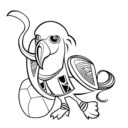 Cartoon Tucan Playing Soccer