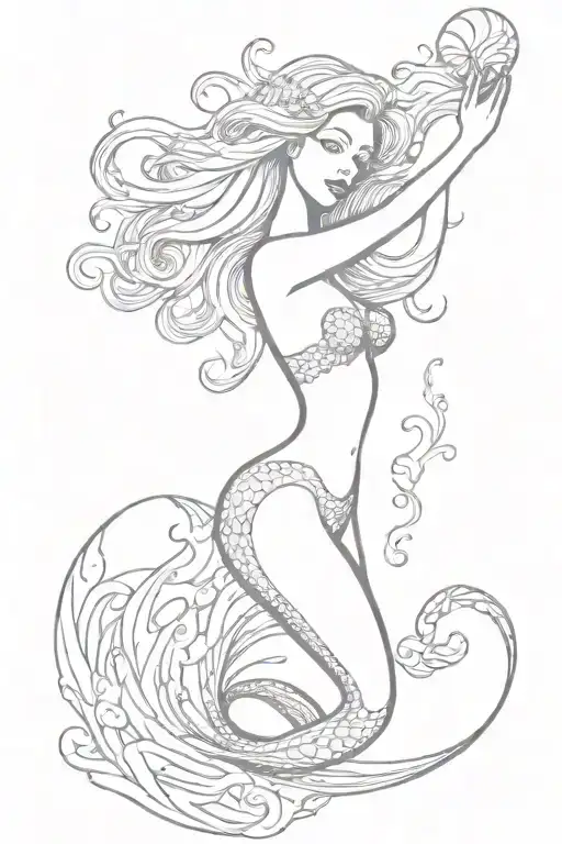 A Mermaid Surrounded By Psychedelic Ocean Waves