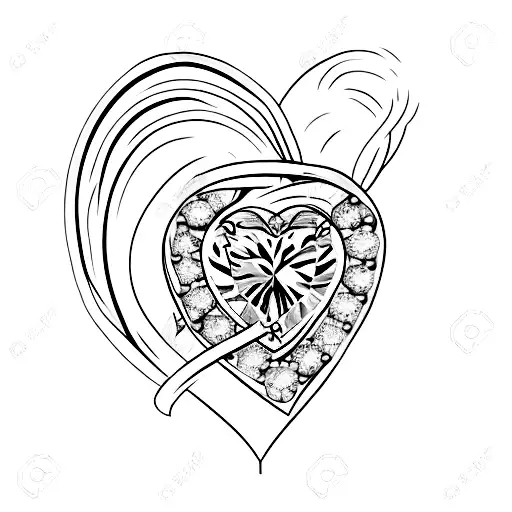 A Minimalist Tattoo Of An Engagement Ring Intertwined With A Heart Symbolizing Love And Commitment