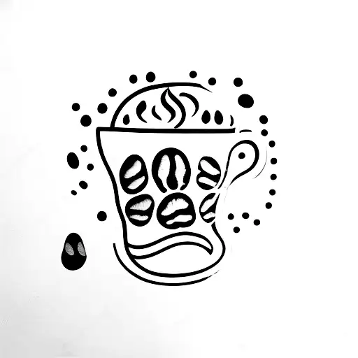 A Coffee Cup With A Dog's Paw Print As The Steam