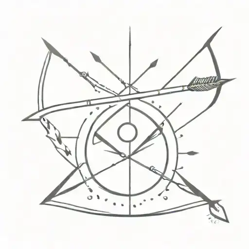 Bow And Arrow With Sun Around The Arrow Piercing