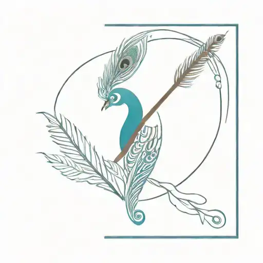 Sri Krishna Flute And A Peacock Feather