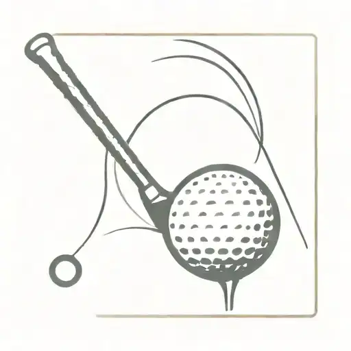 A Minimalist Design Of A Golf Club And Ball With A Subtle Sketch Outline