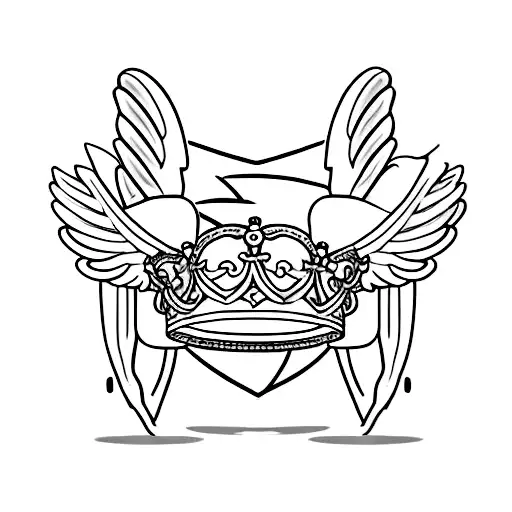 Two Wings With Boxing Gloves Crown On Top Middle Chest