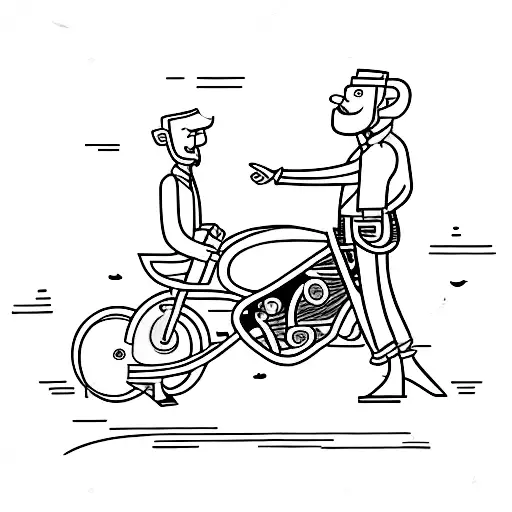 50 Year Old Man With Short Hear And Short Beard Standing Next To A Sport Bike