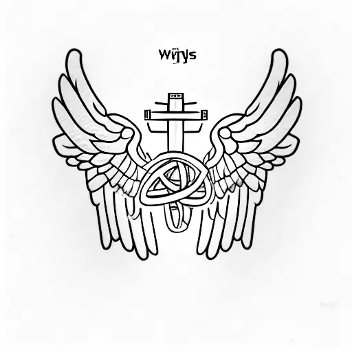Christian Cross With M Inside And Wings On The M