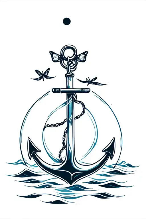 Ocean Sea Creatures Ship Anchor Hour Glass Butter Fly