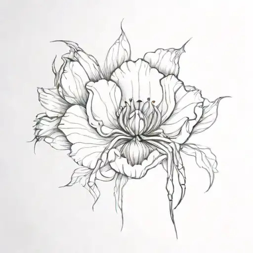 Spider Head With Spider Legs And Poppy And Gladiolus Flower Body