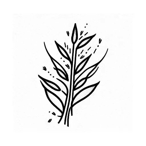 A Wheat Stem A Juniper Fruit And A Honeysuckle Flower Stem Single Line